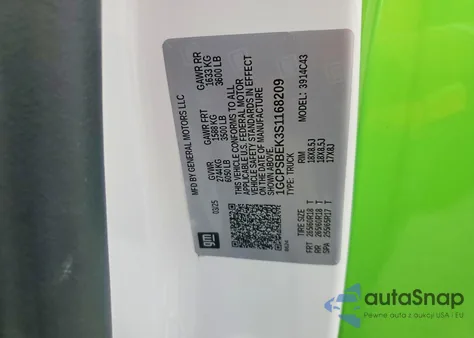 2025 Chevrolet Colorado z USA, uszkodzony, nr VIN 1GCPSBEK3S1168209